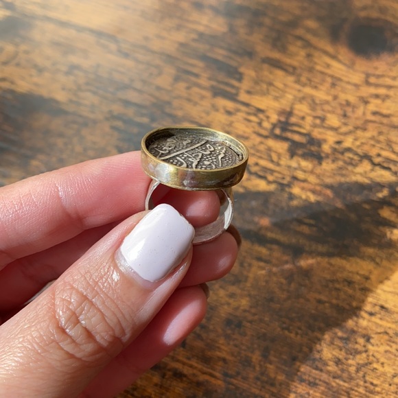 Vintage silver ring with a coin from Qajar (Persia) - Picture 4 of 8